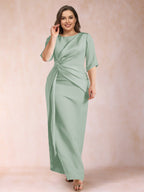 Fiona Elise Sage Green front view mother of the bride dress