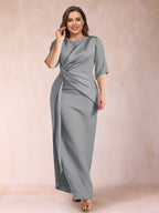 Iliana Steel Grey front view wedding guest dress
