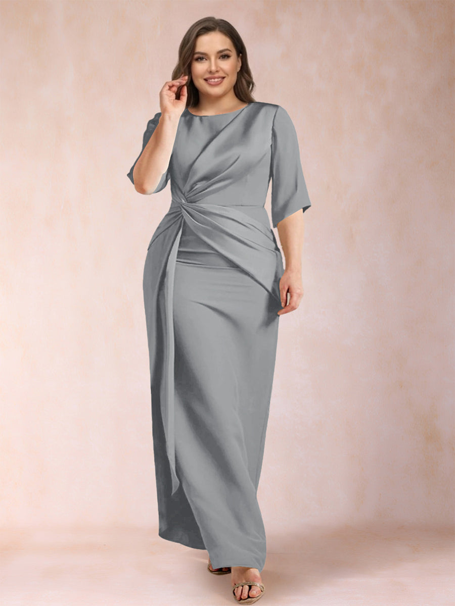 Fiona Elise Steel Grey front view mother of the bride dress