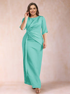 Fiona Elise Turquoise front view mother of the bride dress