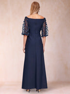 Jolene Navy Blue back view wedding guest dress