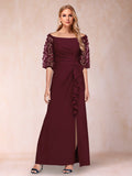 Jolene Burgundy front view wedding guest dress