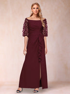 Jolene Burgundy front view wedding guest dress