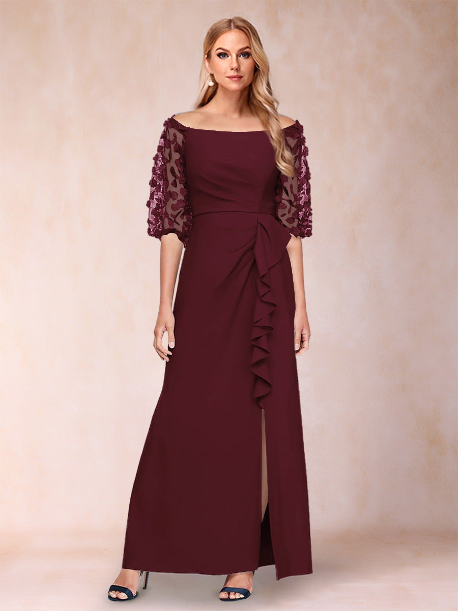 Jolene Burgundy front view wedding guest dress