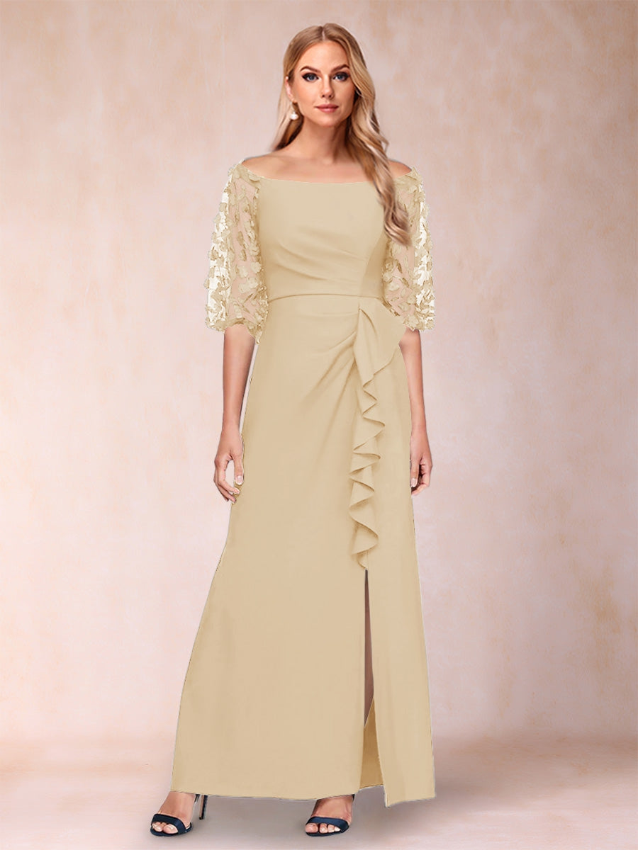 Jolene Champagne front view wedding guest dress