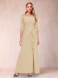 Jolene Champagne front view wedding guest dress