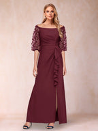 Jolene Plum front view wedding guest dress
