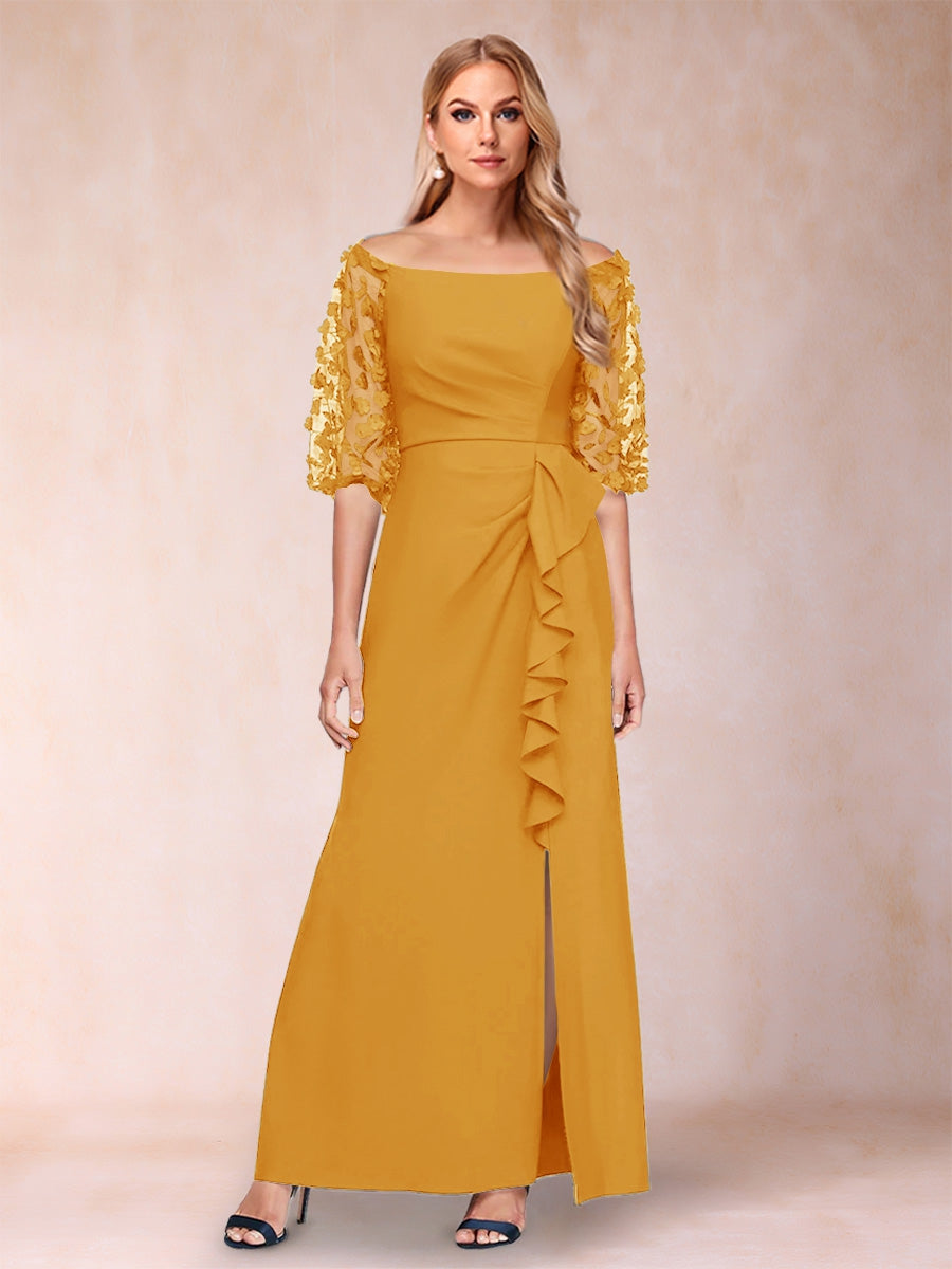 Amelia Claire Gold front view mother of the bride dress
