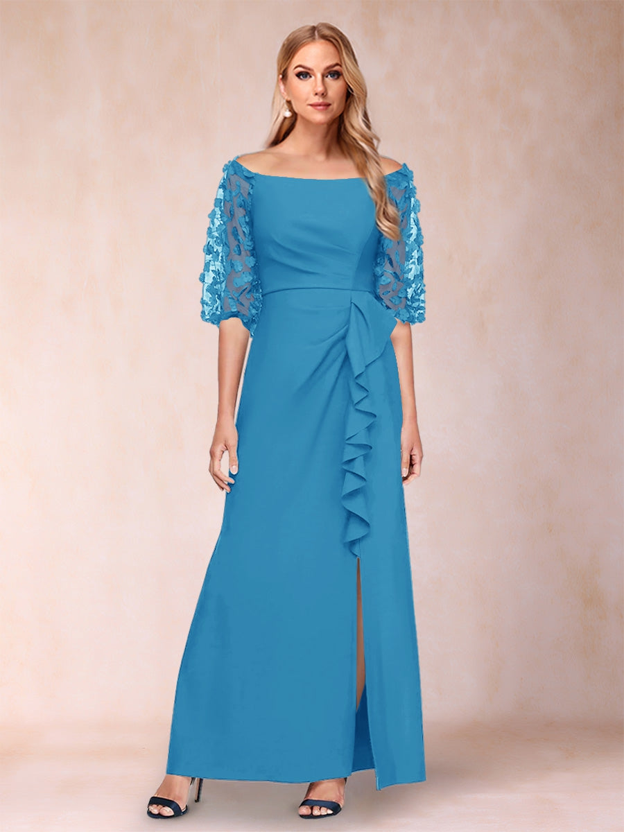 Jolene Ocean Blue front view wedding guest dress