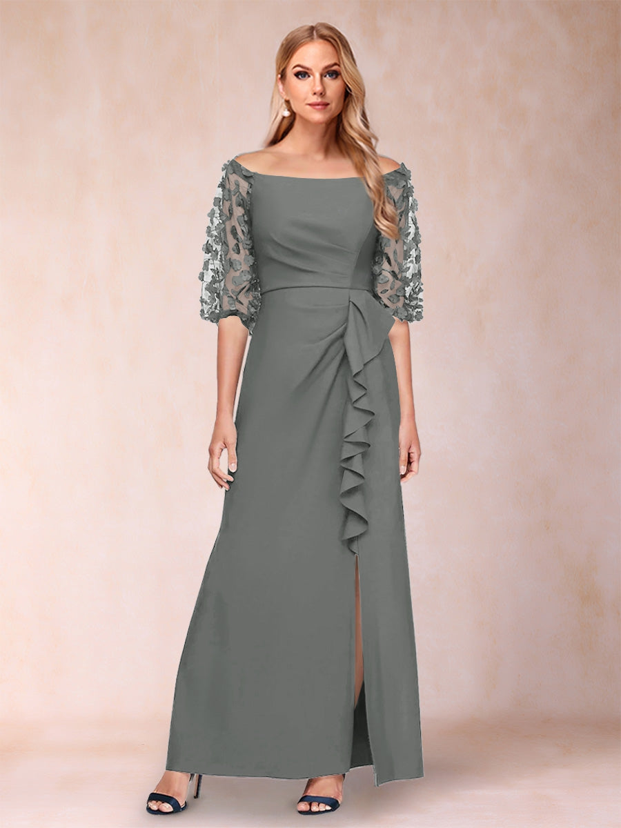 Jolene Steel Grey front view wedding guest dress