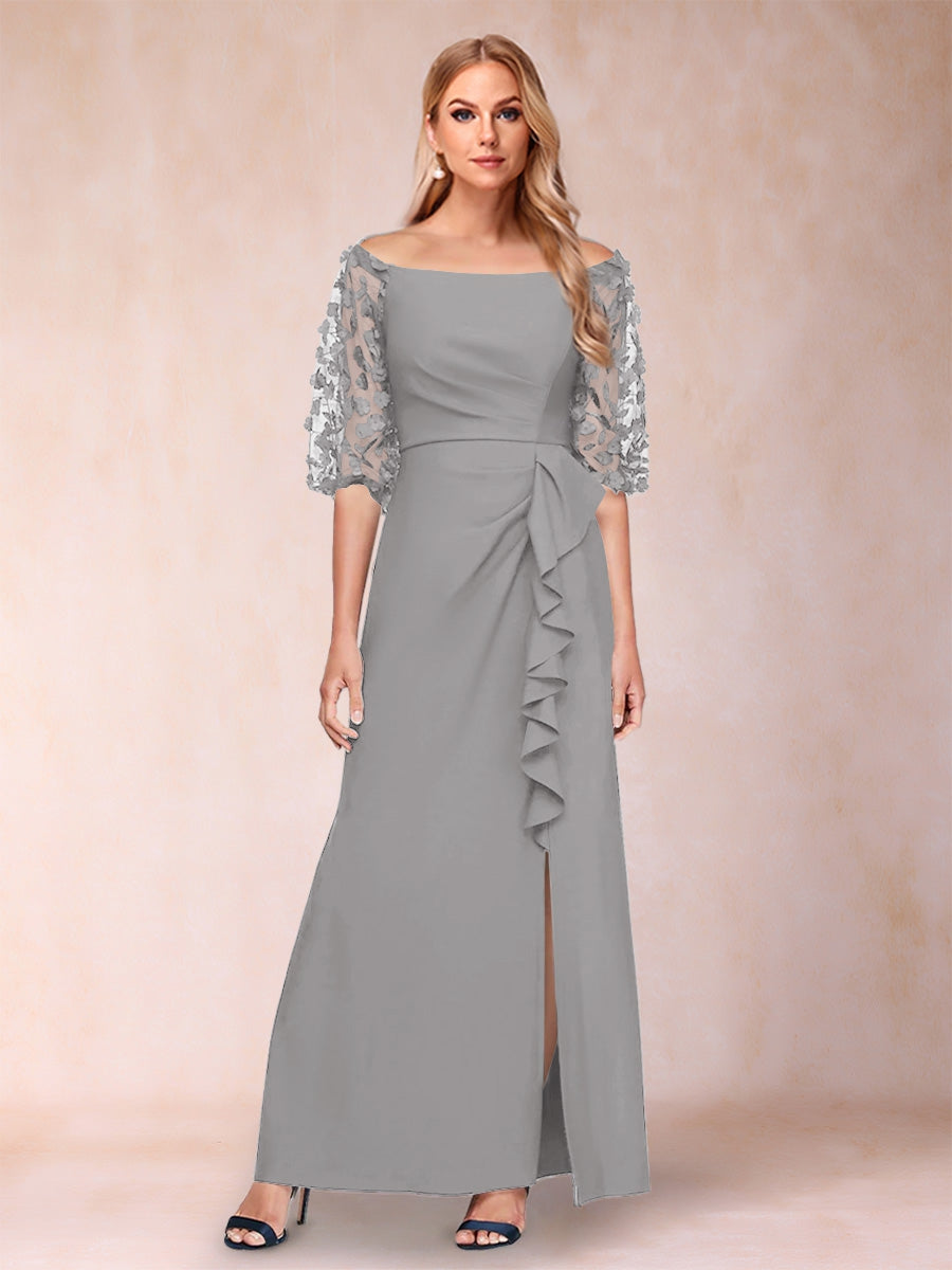Amelia Claire Silver front view mother of the bride dress
