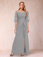 Amelia Claire Silver front view mother of the bride dress