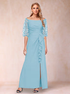 Amelia Claire Sky Blue side view mother of the bride dress