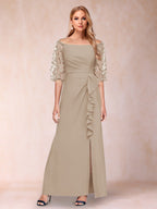 Jolene Taupe front view wedding guest dress