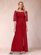Amelia Claire Burgundy side view mother of the bride dress