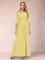 Amelia Claire Yellow front view mother of the bride dress