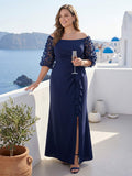 Seraphina Rose Navy Blue front view mother of the bride dress