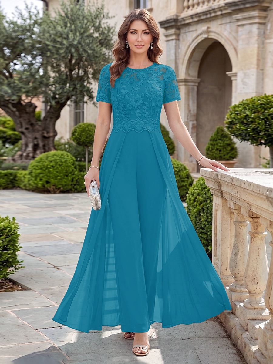 Bernadette Rose Turquoise front view mother of the bride dress