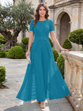 Bernadette Rose Turquoise front view mother of the bride dress