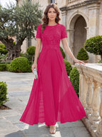 Bernadette Rose Fuchsia front view mother of the bride dress