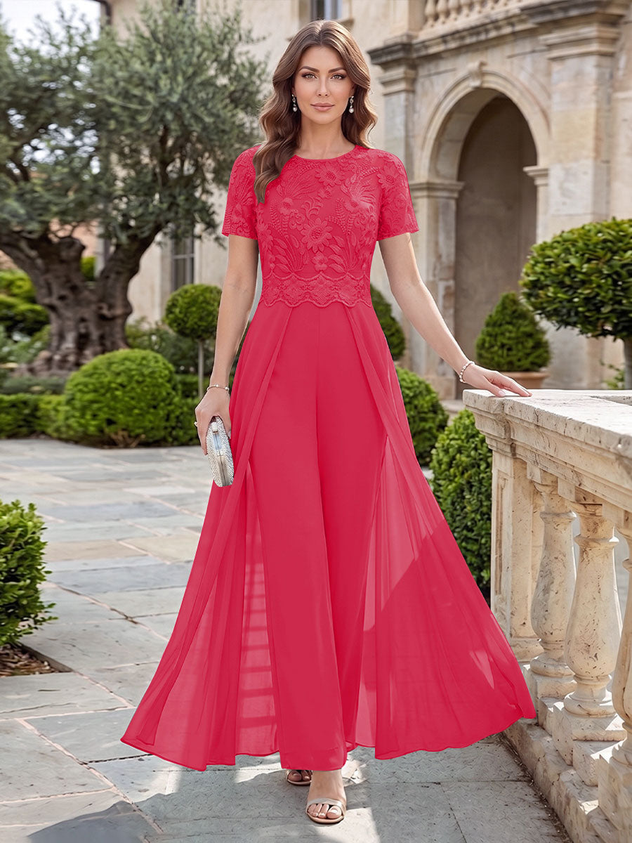 Bernadette Rose Fuchsia back view mother of the bride dress