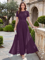 Bernadette Rose Grape front view mother of the bride dress