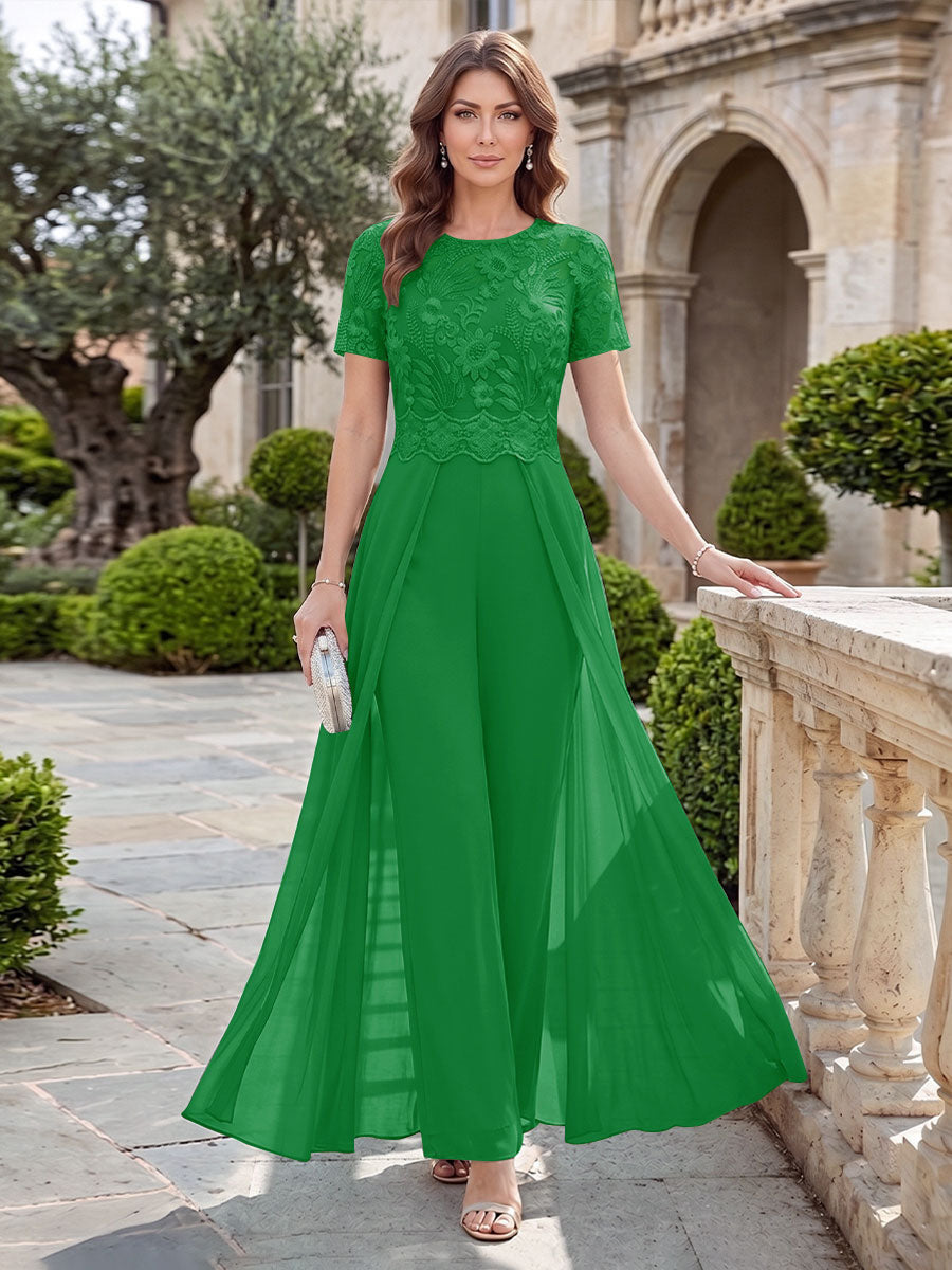 Bernadette Rose Forest Green front view mother of the bride dress