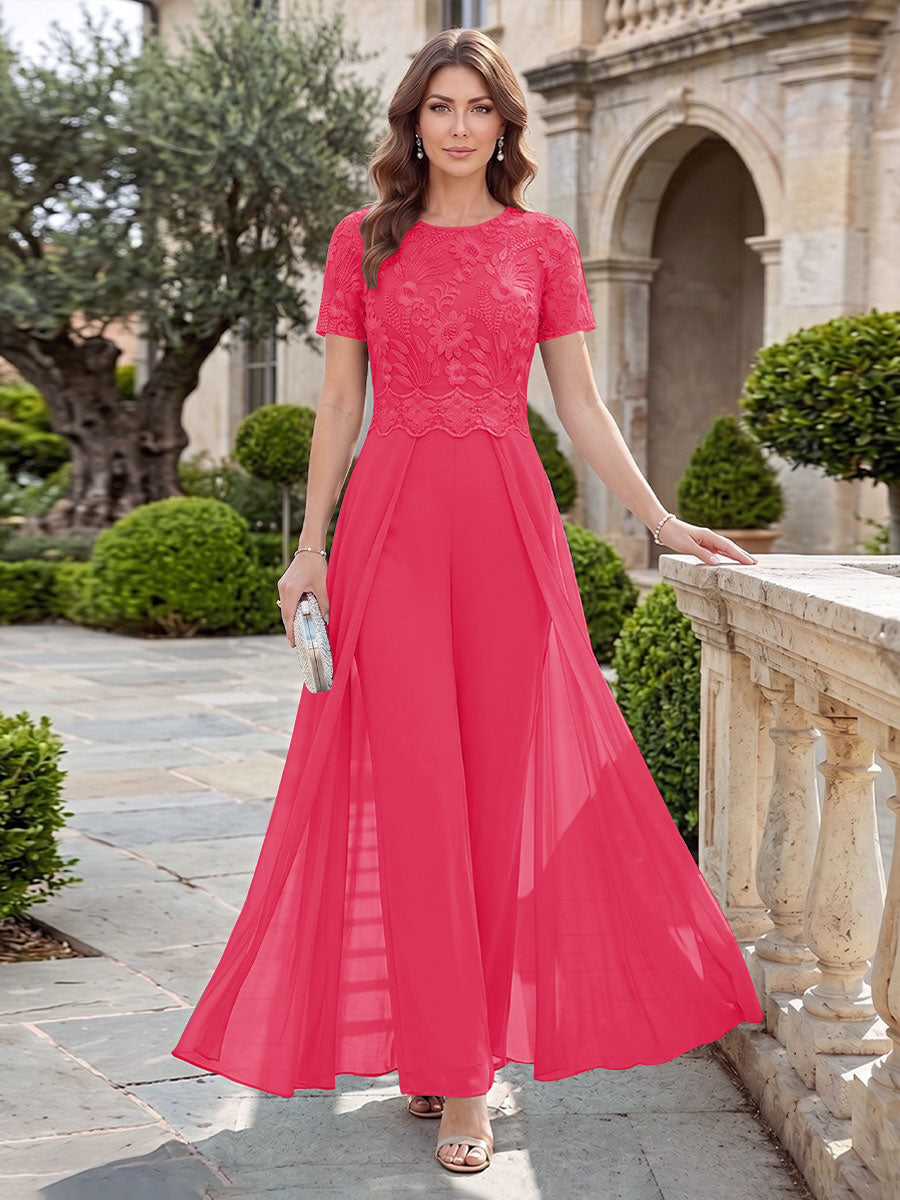 Bernadette Rose Hot Pink front view mother of the bride dress