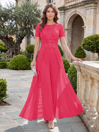 Bernadette Rose Hot Pink front view mother of the bride dress