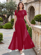Bernadette Rose Burgundy back view mother of the bride dress
