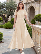 Bernadette Rose Champagne back view mother of the bride dress