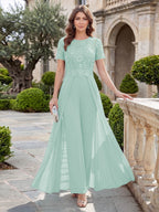 Bernadette Rose Sky Blue back view mother of the bride dress