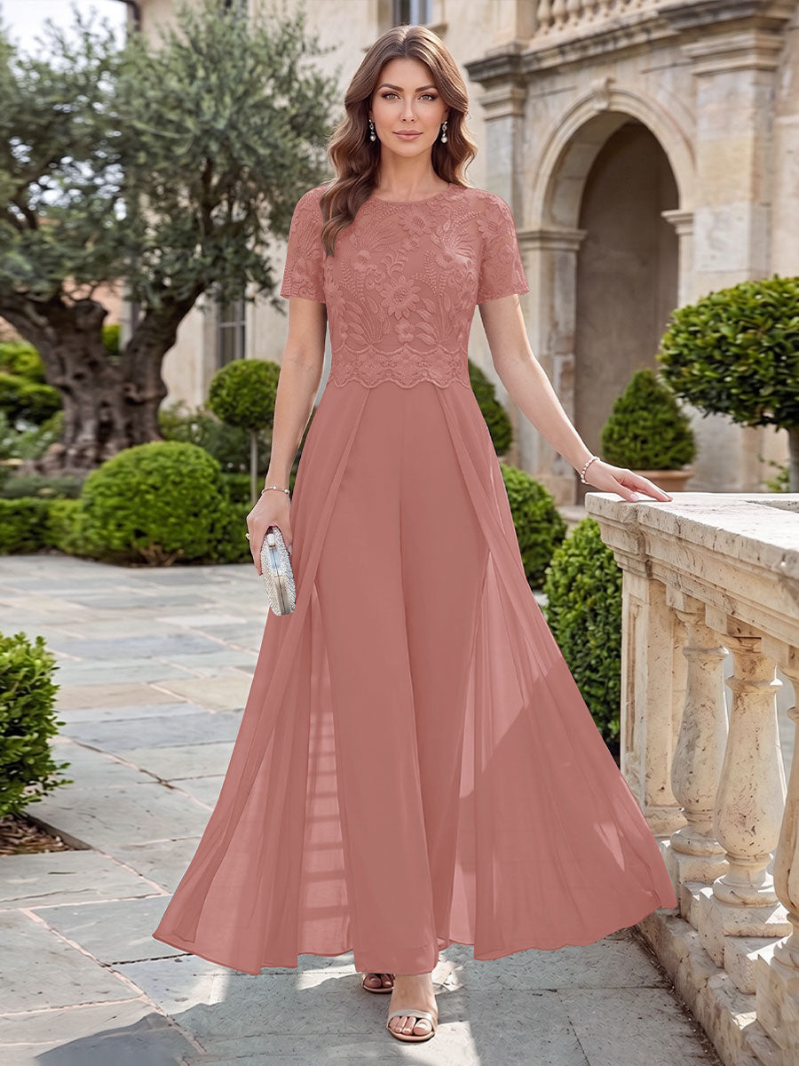 Bernadette Rose Mauve front view mother of the bride dress
