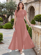 Bernadette Rose Mauve front view mother of the bride dress