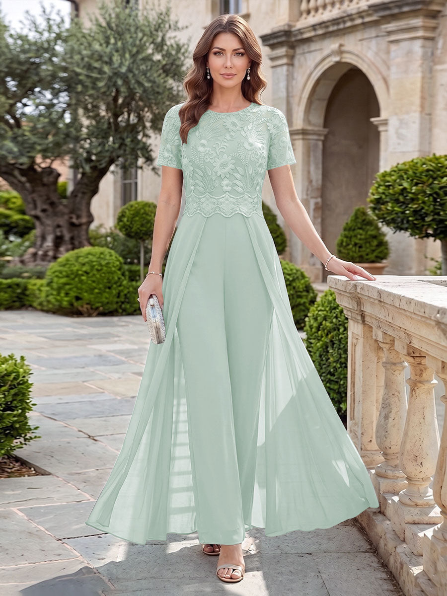 Bernadette Rose Pool Blue front view mother of the bride dress