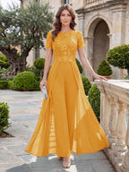 Bernadette Rose Gold back view mother of the bride dress