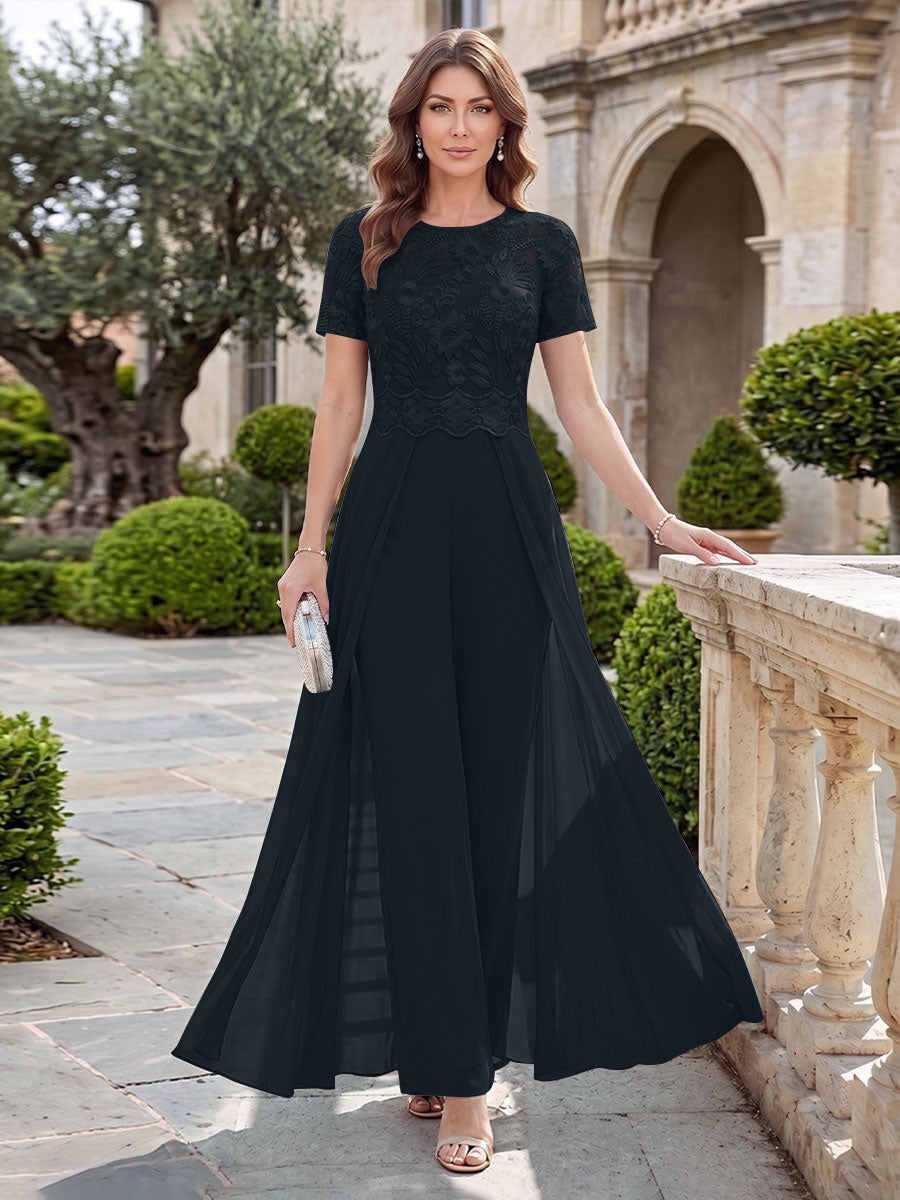 Bernadette Rose Navy Blue front view mother of the bride dress