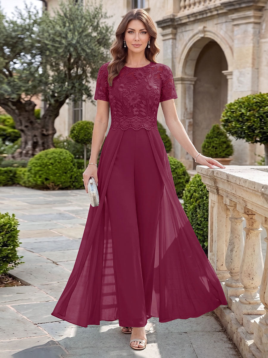 Bernadette Rose Orchid front view mother of the bride dress