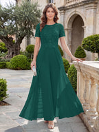 Bernadette Rose Peacock front view mother of the bride dress