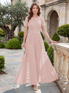 Bernadette Rose Pearl Pink back view mother of the bride dress