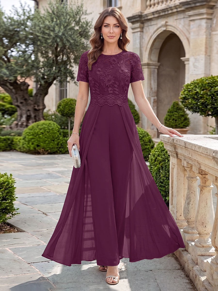 Bernadette Rose Plum back view mother of the bride dress