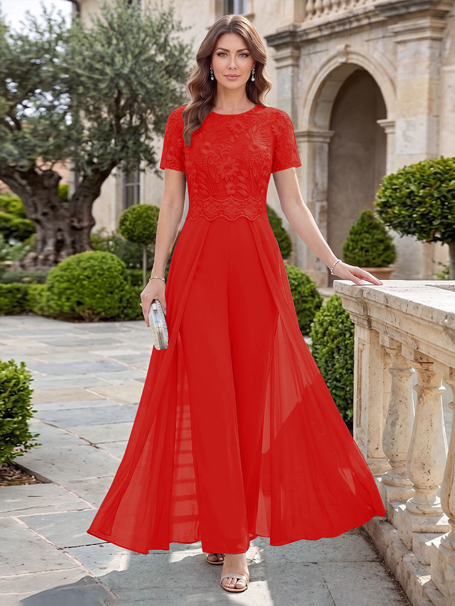 Bernadette Rose Red front view mother of the bride dress