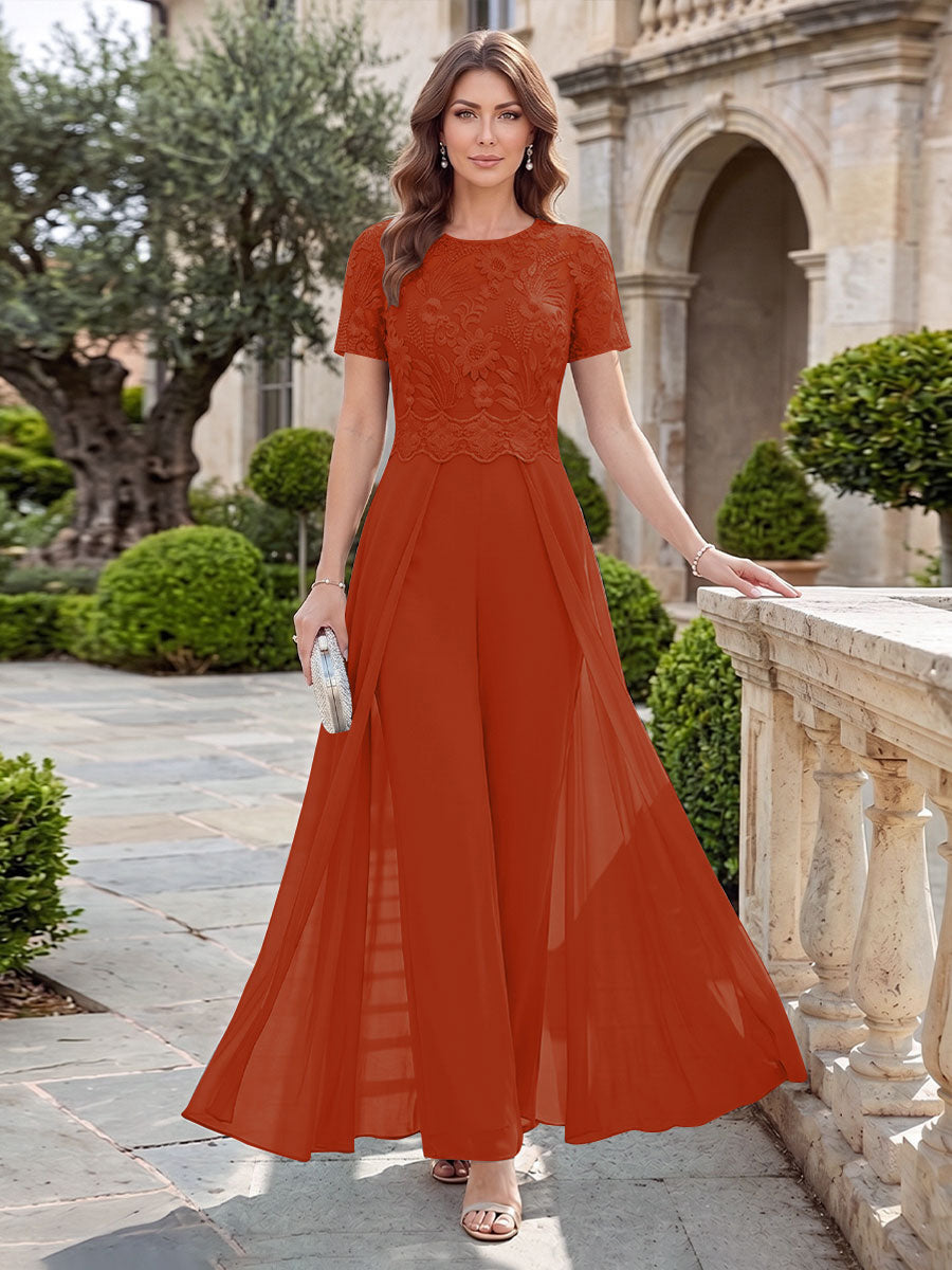 Bernadette Rose Rust front view mother of the bride dress