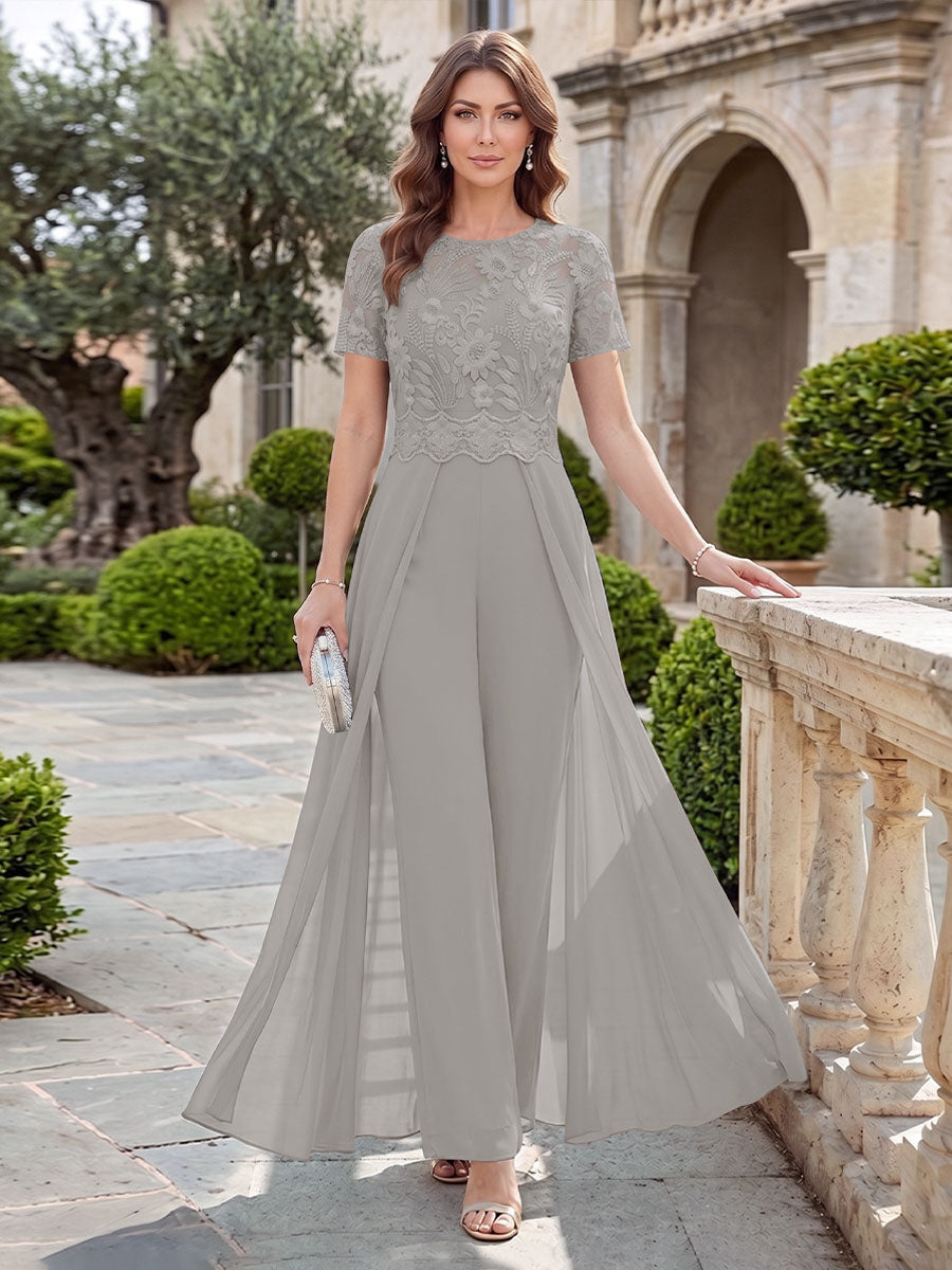 Bernadette Rose Silver front view mother of the bride dress