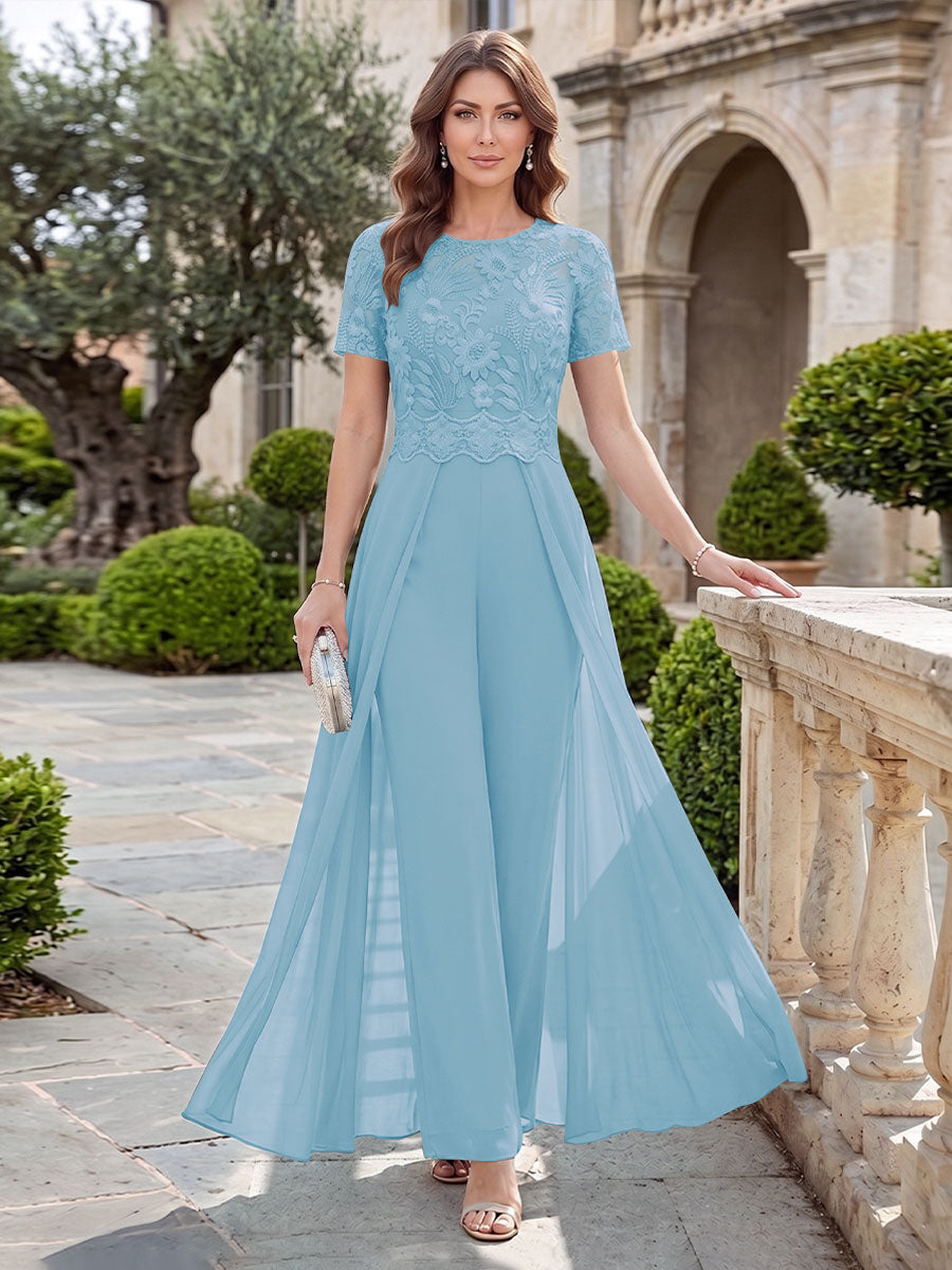 Bernadette Rose Sky Blue side view mother of the bride dress