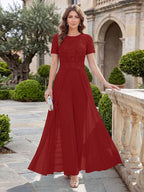 Bernadette Rose Burgundy side view mother of the bride dress
