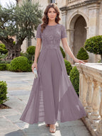 Bernadette Rose Wisteria back view mother of the bride dress