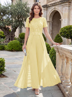 Bernadette Rose Yellow front view mother of the bride dress