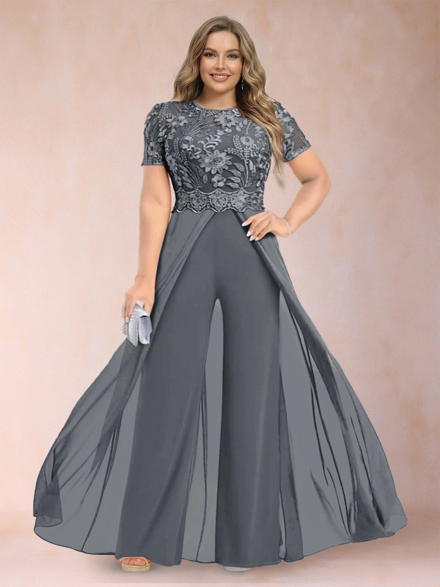 Erica June Grey front view mother of the bride dress
