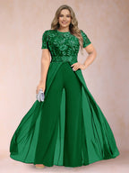 Erica June Forest Green front view mother of the bride dress